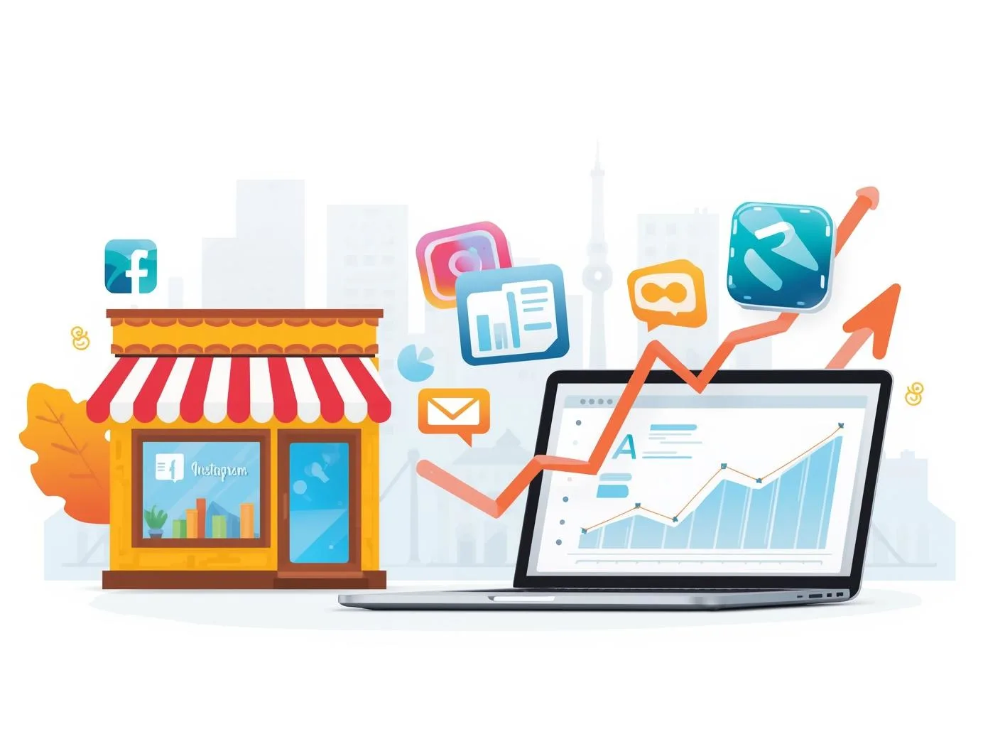 Local business growing online with social media marketing, analytics, and SEO by the Best Digital Marketing Agency in Gomti Nagar Lucknow.