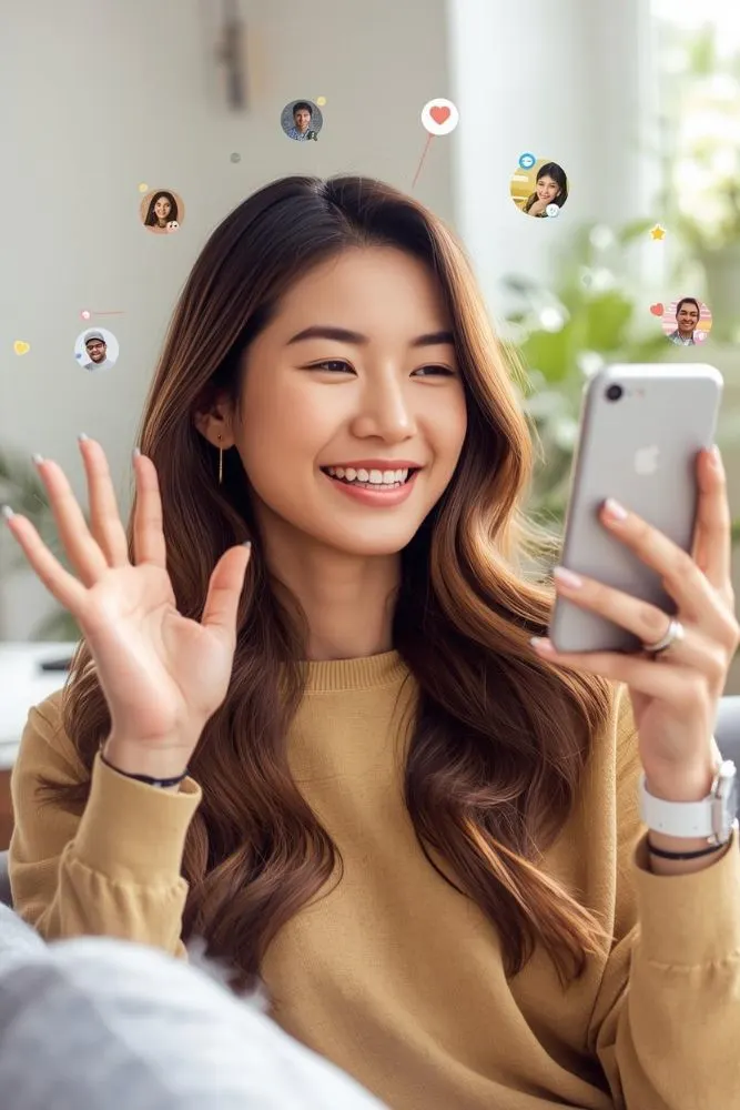 Young woman engaging with followers on social media for an Influencer Marketing Agency in Lucknow