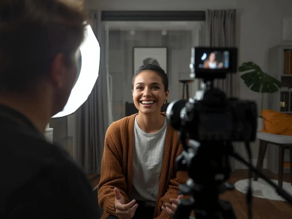 Influencer filming professional content for brand promotion with an Influencer Marketing Agency in Lucknow.